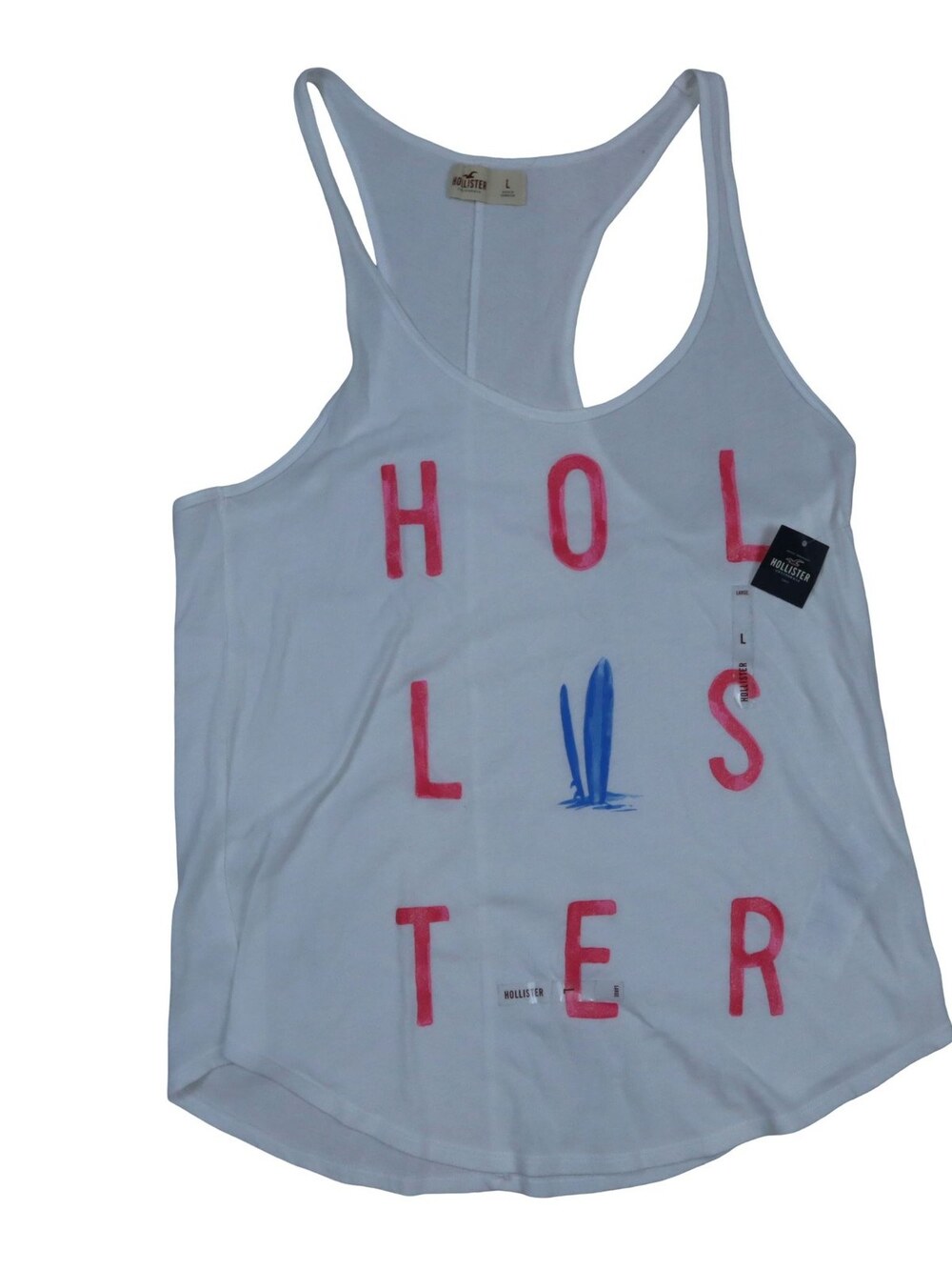 Vintage Hollister Tank Top Racerback Graphic Surfboard Beach Y2k Women's Large